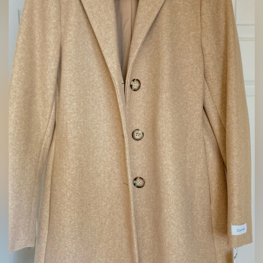Calvin Klein Coat Camel coat Single Breasted Calvin Klein coat women’s size M - Picture 11 of 16